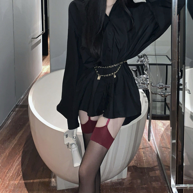 丝袜新品黑丝诱惑性感女吊带一体蕾丝过膝袜情调长筒袜子美腿