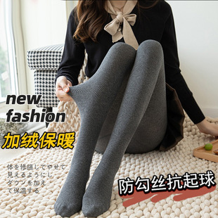 袜秋裤 踩脚连裤 女外穿秋冬加绒加厚高腰保暖棉裤 竖条纹打底裤