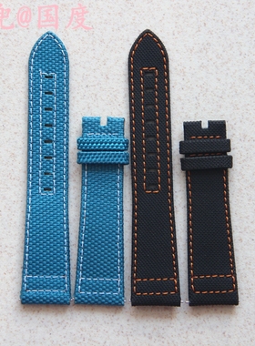 美度指挥官蓝色黑色帆布男士表带M021尺寸21-18-皮带