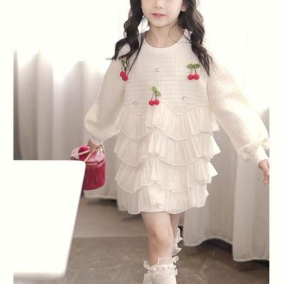 儿童樱桃拼接甜美连衣裙