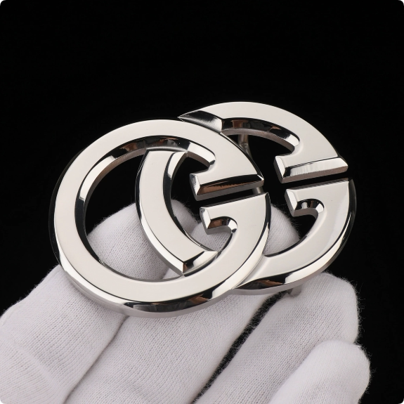 酷奇3.8不锈钢平滑扣皮带挂扣简约 双G字母内穿裤腰带卡子亮光4.0