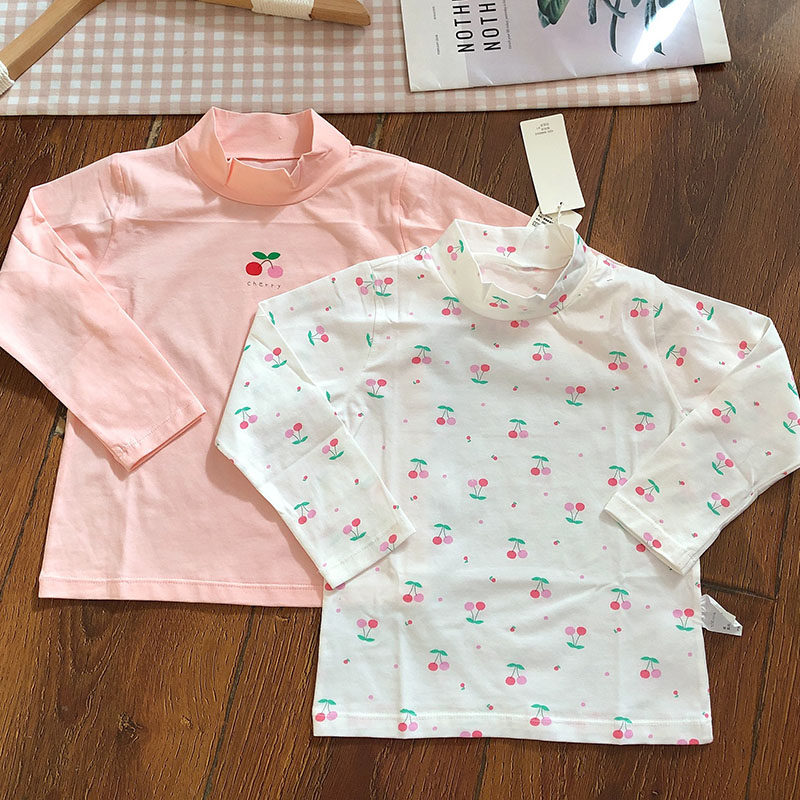 两件装！断码处理！女童纯棉长袖打底T恤半高领秋衣秋冬内搭A类