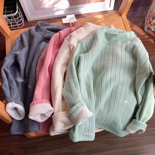 清仓不干了儿童加绒打底衫女童男童半高领保暖加厚保暖上衣卫衣