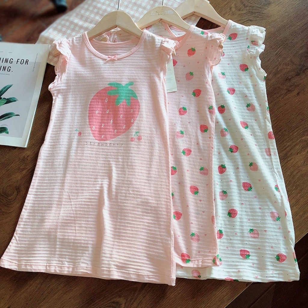 特价清！薄棉 女童全棉睡裙夏季纯棉短袖家居裙中大童睡衣女孩A类