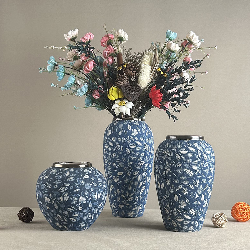 景德镇手工插花复古怀旧陶瓷花瓶花器侘寂风家居民宿禅意摆件