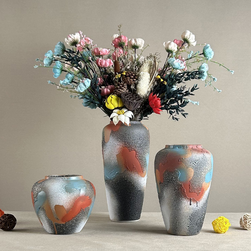 花瓶摆件客厅插花陶瓷水培高级感陶罐景德镇复古轻奢水养干花台面