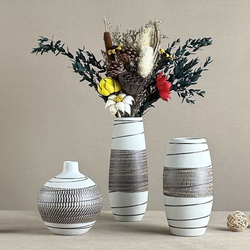 复古粗陶花器景德镇手工陶瓷花瓶小号水养鲜花侘寂风民宿餐桌插花
