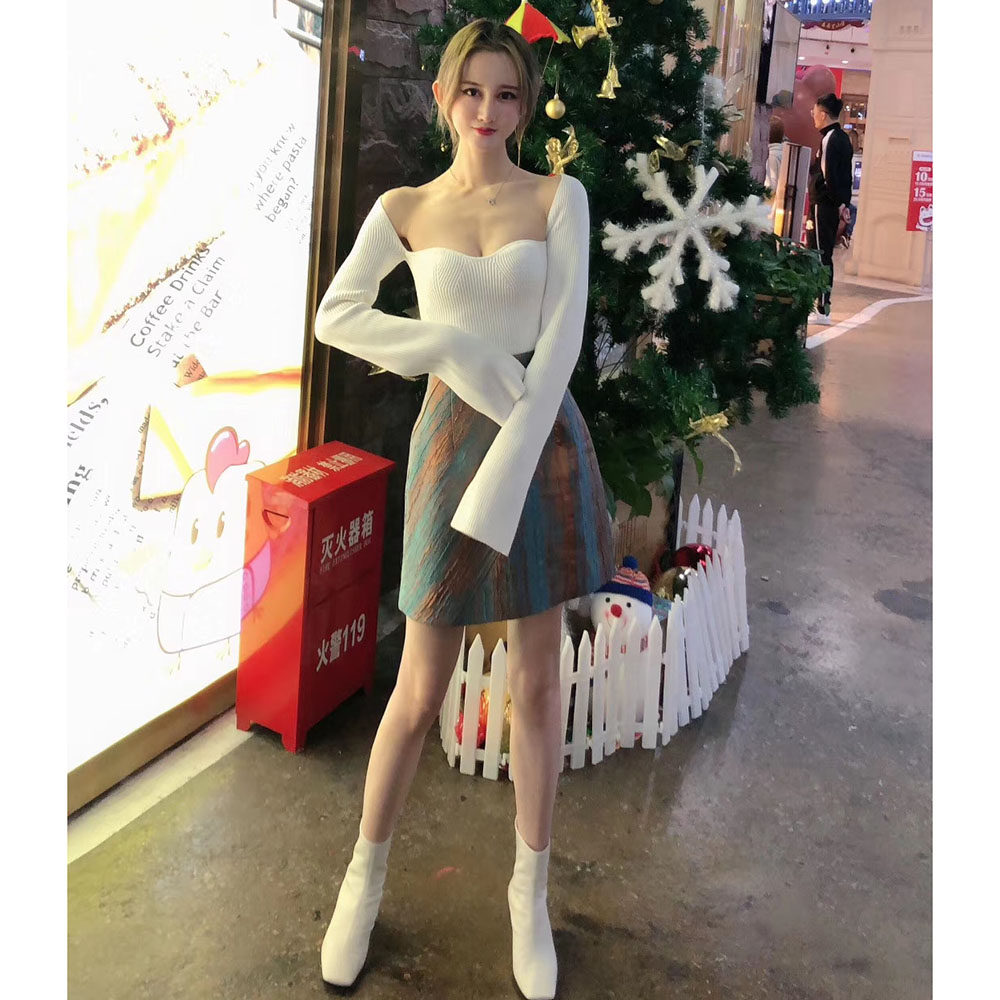 韩国薄料优雅风琉璃纹理半身裙