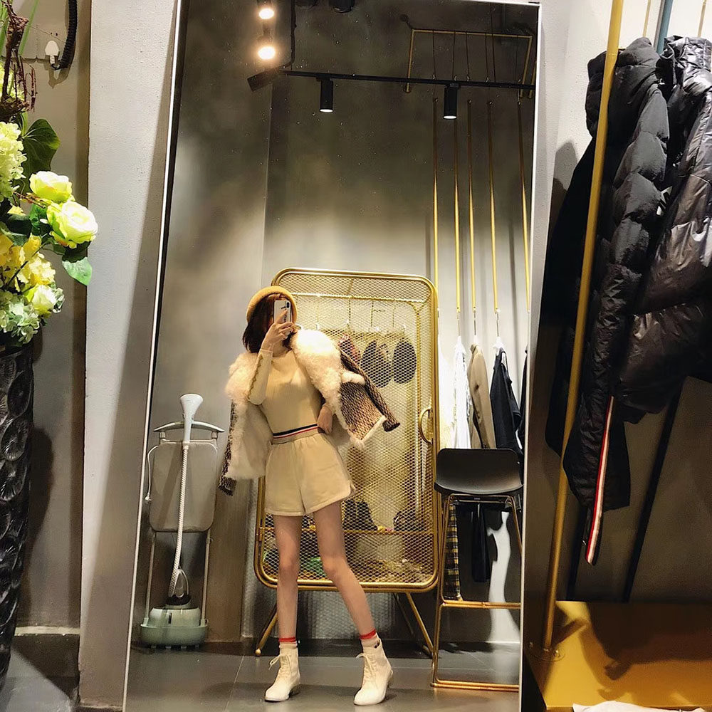 原创设计品牌灯芯绒夹棉短裤女冬款宽松阔腿显瘦腰部彩条设计