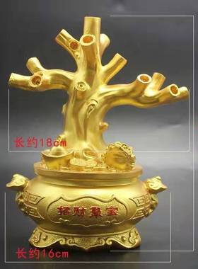 新款金色存钱罐发财树金蟾风水摆件底坐 diy手工串珍珠招财树树盘