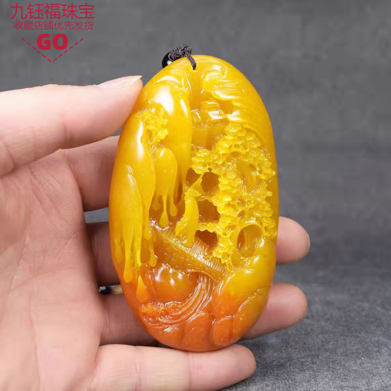 厂家树脂寿山石手把件件送家人 送朋友山水意境图