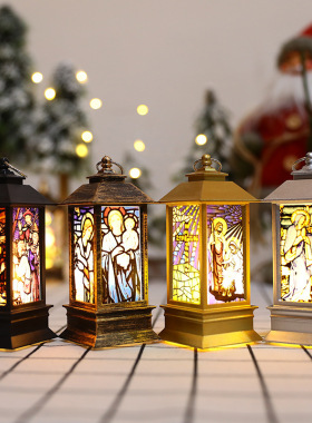 跨境圣供应诞节风灯礼物装饰仿LED灯摆件宗教风俗家居布置小夜灯