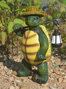 新款远行老人乌龟提灯庭院家居侏儒小矮人树脂的摆件装饰挂件