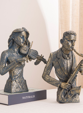 【特价】欧式萨克斯小提琴乐队人物雕塑家居电视柜玄关装饰品摆件