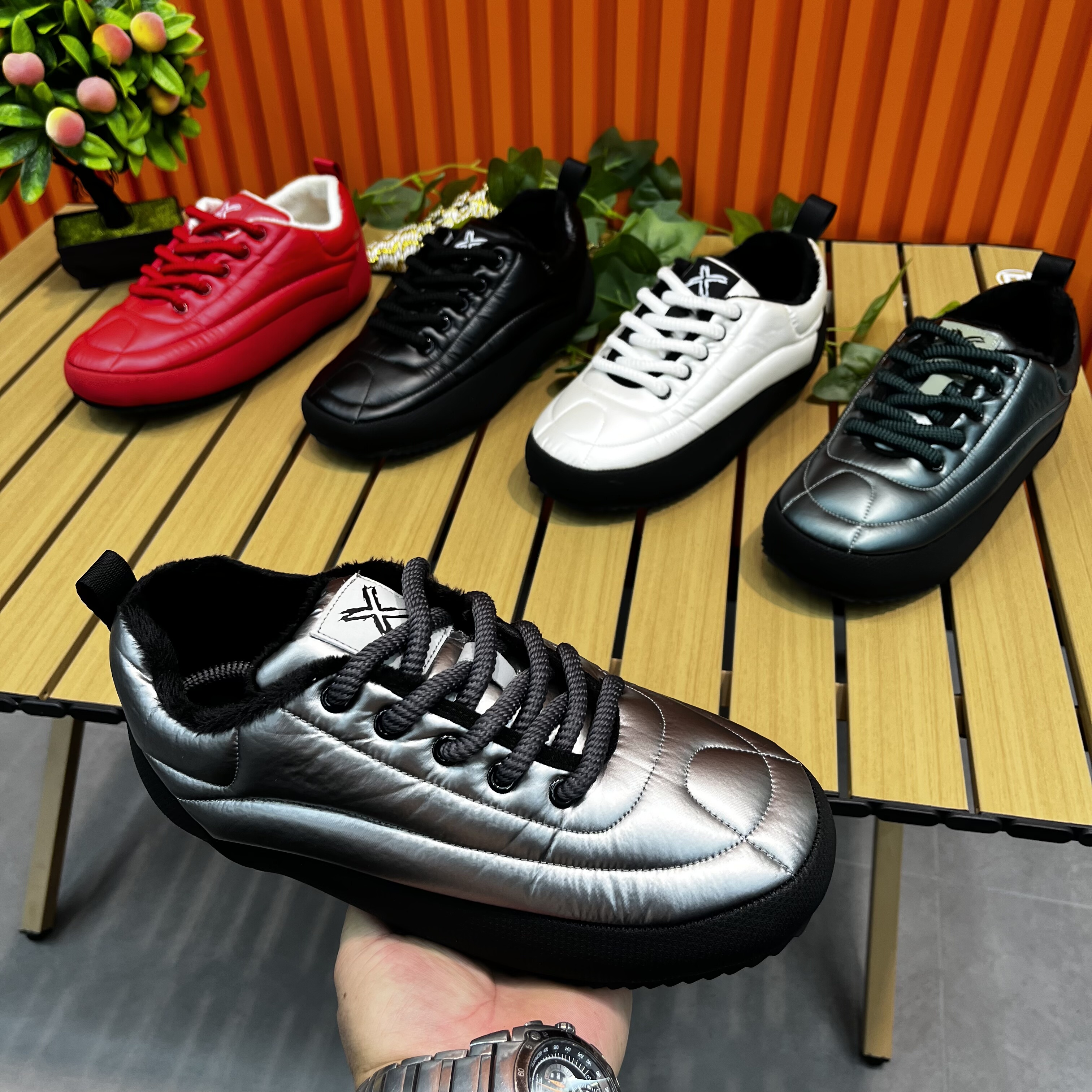 986–78冬季新款布面加绒保暖棉鞋百搭舒适运动鞋网红潮鞋休闲鞋