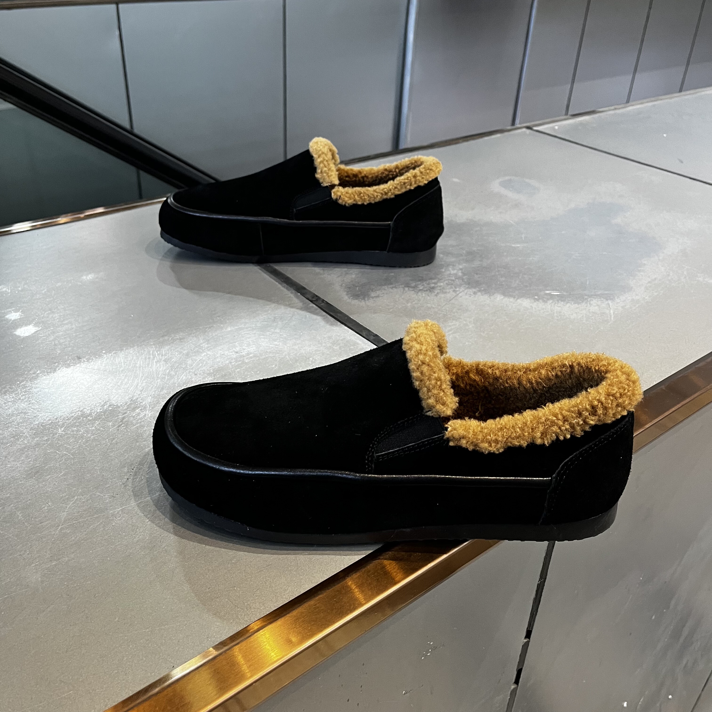 89099冬季新款纯皮一脚蹬豆豆鞋舒适保暖轻便开车运动板鞋休闲男