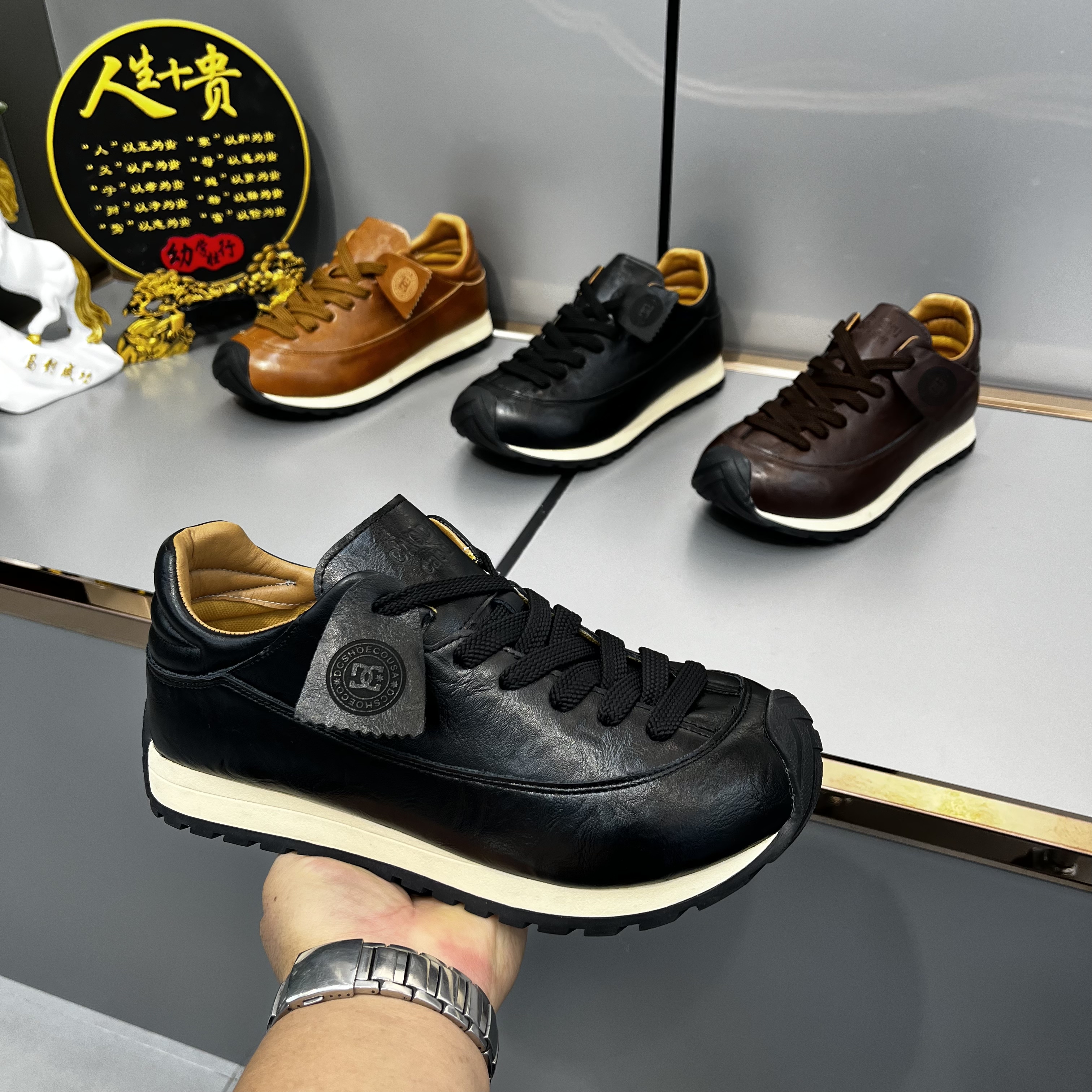 XK3327新款皮面低帮系带丑萌男鞋百搭时尚潮流休闲运动跑步阿甘鞋