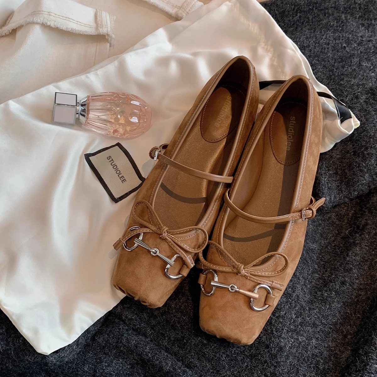 法式马衔扣蝴蝶结平底芭蕾单鞋女新款真皮方头百搭一字带玛丽珍鞋,女鞋,浅口单鞋,淘宝优惠券,粉丝福利购,淘宝优惠卷