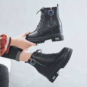 内增高短靴女马丁靴2025新款 厚底坡跟显瘦小个子短靴春秋单靴 冬季
