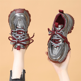 厚底增高老爹鞋女2025秋冬季加绒新款洋气软底单鞋休闲鞋大码女鞋