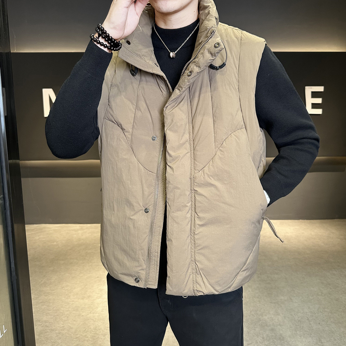 短款立领羽绒马夹男休闲日系面包服保暖外套马甲背心M160-P130,男装背心/马甲,电商A239
