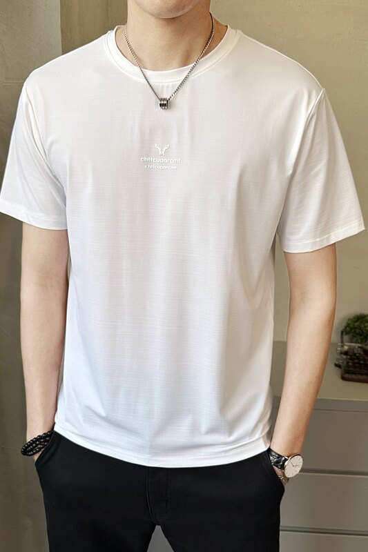 新款男士圆领短袖T恤时尚百搭休闲上衣潮牌半袖T恤T65801-P35,男装T恤,电商A239
