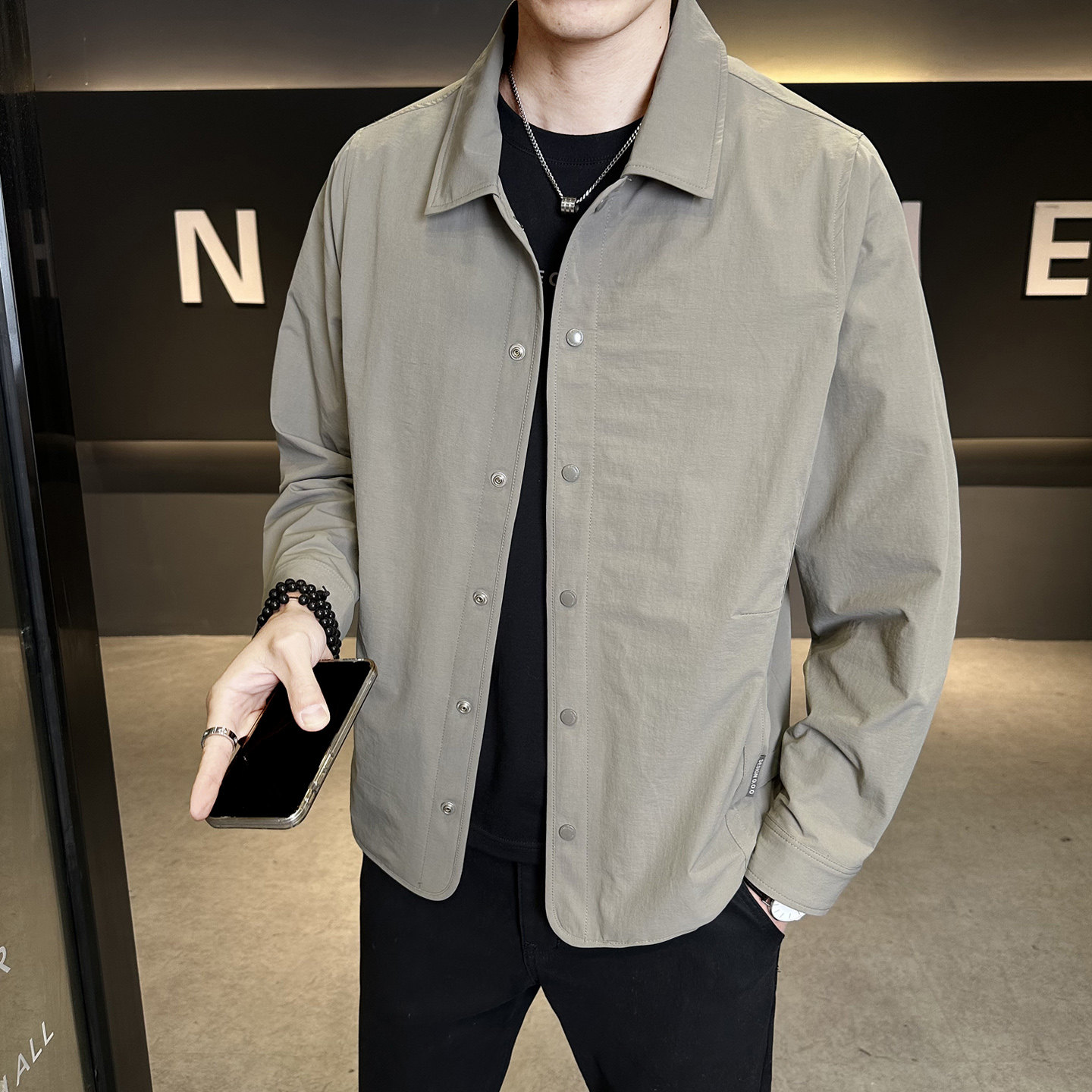 男士翻领夹克春秋韩版时尚休闲外套简约百搭潮流上衣JK2626-P128，男装夹克，电商A239