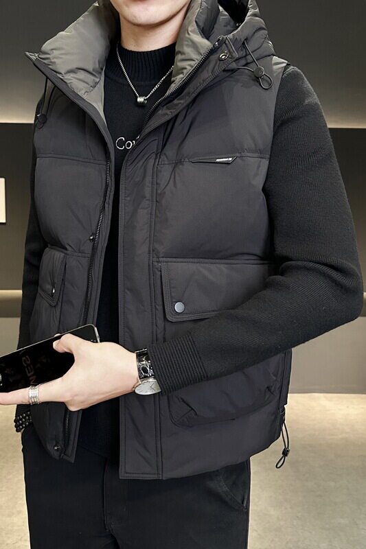 男士马甲连帽秋冬外穿羽绒服马夹韩版潮流坎肩外套M8076-P130,男装羽绒服,电商A239
