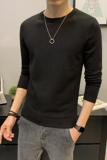 秋冬季纯色圆领休闲毛衣男士打底衫韩版潮流针织衫毛线衣P38，男装T恤，电商A239