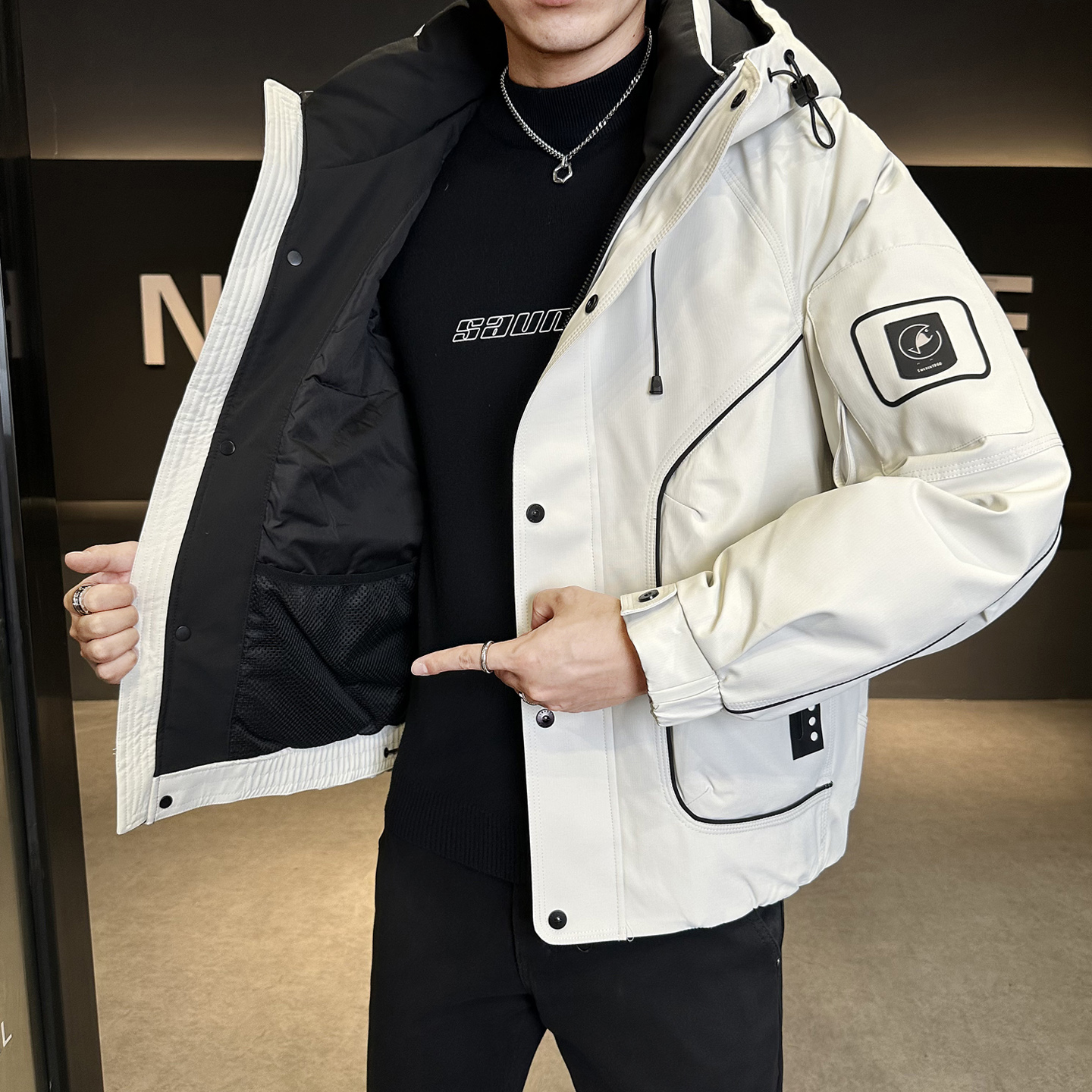 冬季新款工装羽绒服男短款保暖羽绒外套Y2572-P265，男装羽绒服，电商A239