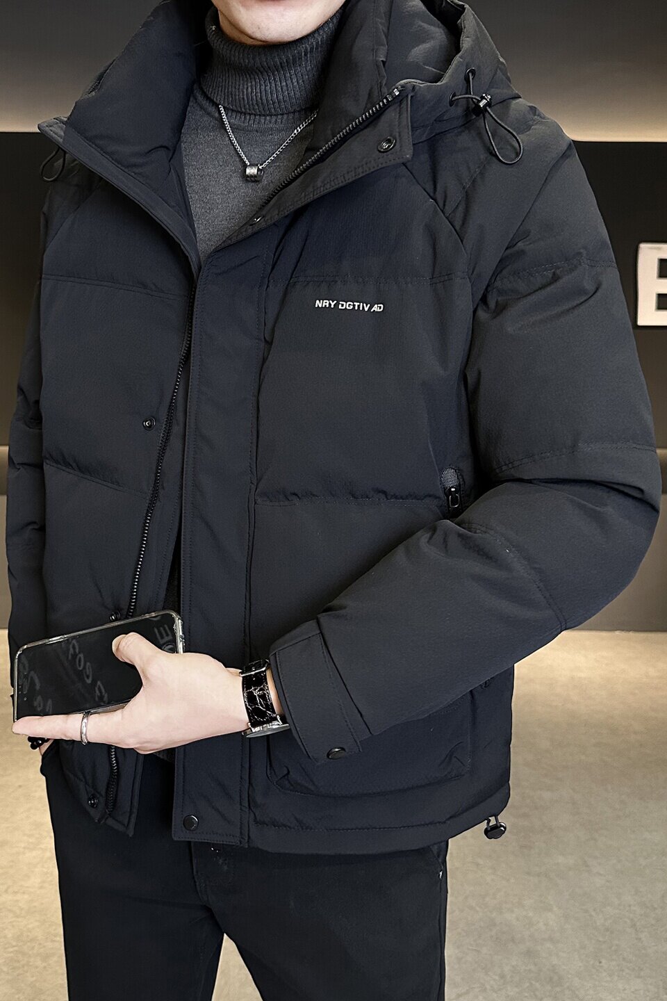 冬季店主风新款连帽标羽绒服男短款保暖羽绒外套Y2555-P225,男装羽绒服,电商A239