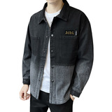 春季牛仔条纹衬衫外套休闲长袖上衣C520-P110，男装夹克，电商A239