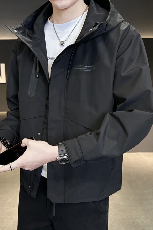 春季潮牌连帽工装夹克冲锋衣外套男潮流帅气休闲上衣服JK77-P120,男装夹克,电商A239