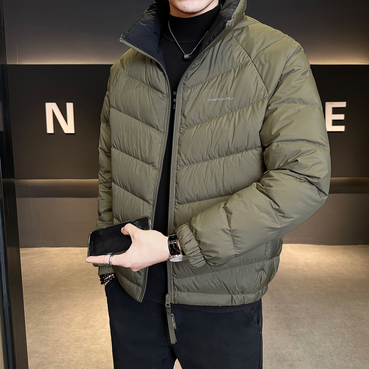 标轻薄排骨羽绒服男冬季潮流立领短款外套男士夹克Y8605-P160，男装夹克，电商A239