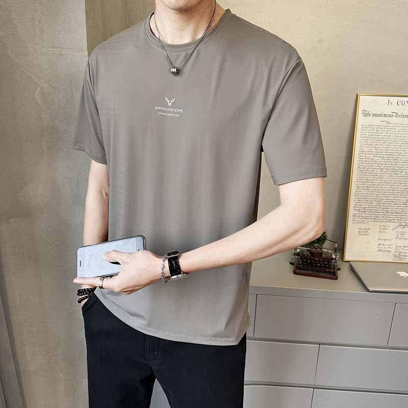 新款男士圆领短袖T恤时尚百搭休闲上衣潮牌半袖T恤T65801-P35,男装T恤,电商A239