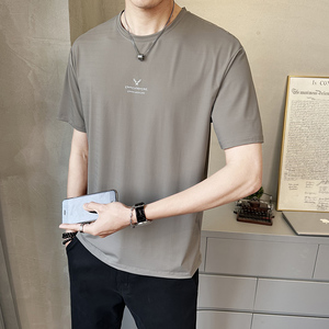 新款男士圆领短袖T恤时尚百搭休闲上衣潮牌半袖T恤T65801-P35图片