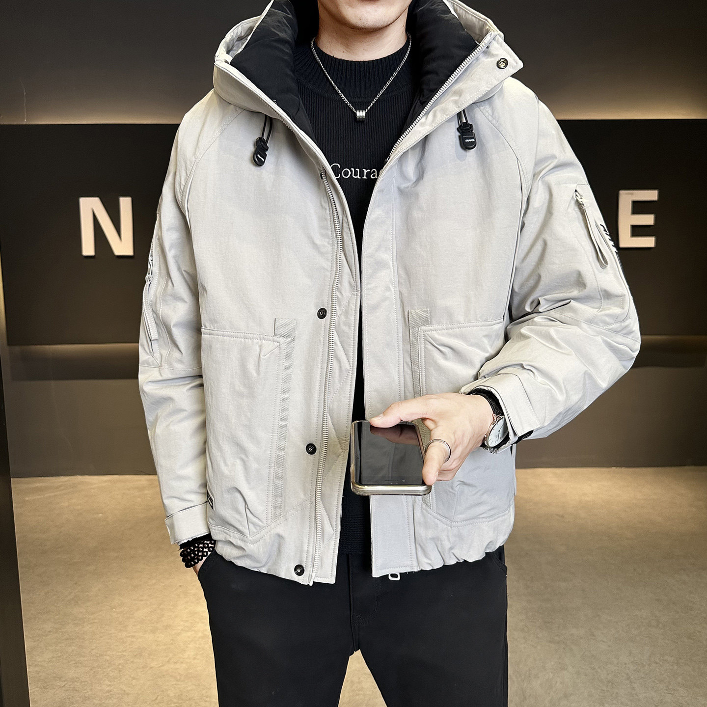 冬季新款工装羽绒服男短款保暖羽绒外套夹克Y9806-P235,男装夹克,电商A239