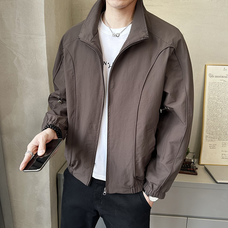 春季外套男士美式潮流立领宽松时尚拼接痞帅休闲夹克JK6507-P130,男装夹克,电商A239