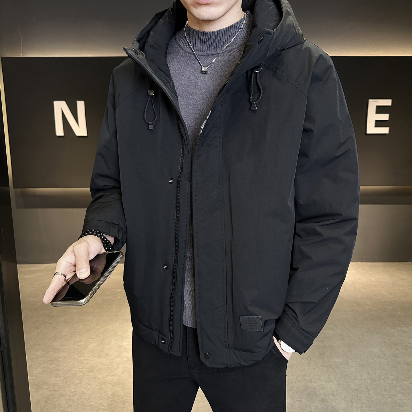 标连帽羽绒服男冬季潮流休闲短款外套男士夹克Y2523-P198,男装夹克,电商A239