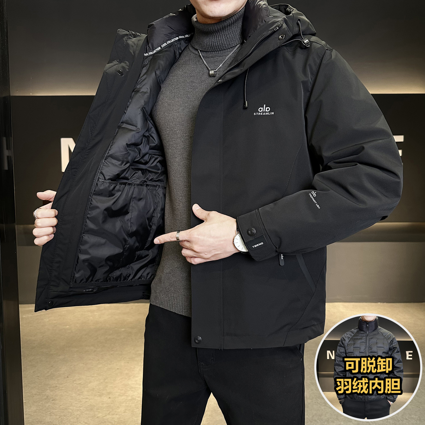 三合一系列!内胆可单穿！冬季男士百搭保暖羽绒服外套Y823-P275，男装羽绒服，电商A239