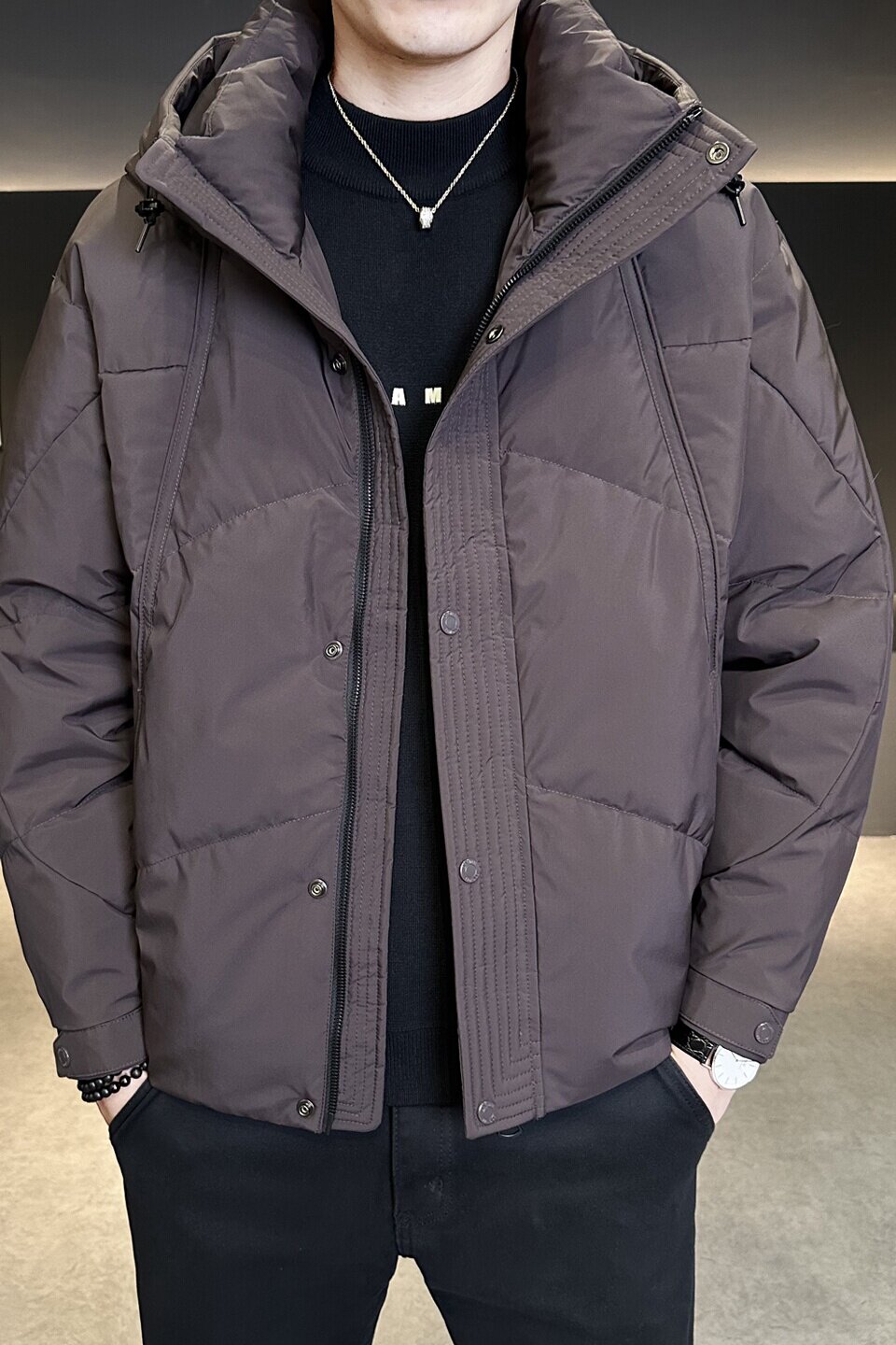 冬季店主风新款连帽标羽绒服男短款保暖羽绒外套Y172-P210,男装羽绒服,电商A239