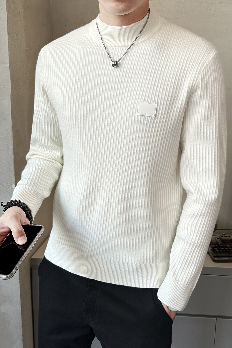 秋冬季含羊毛半高领针织衫上衣男休闲内搭羊毛衫毛衣MY6663-P85,男装针织衫/毛衣,电商A239
