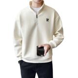 冬季新款加绒加厚休闲立领打底衫宽松套头男士内搭上衣W6862-P90，男装卫衣，电商A239