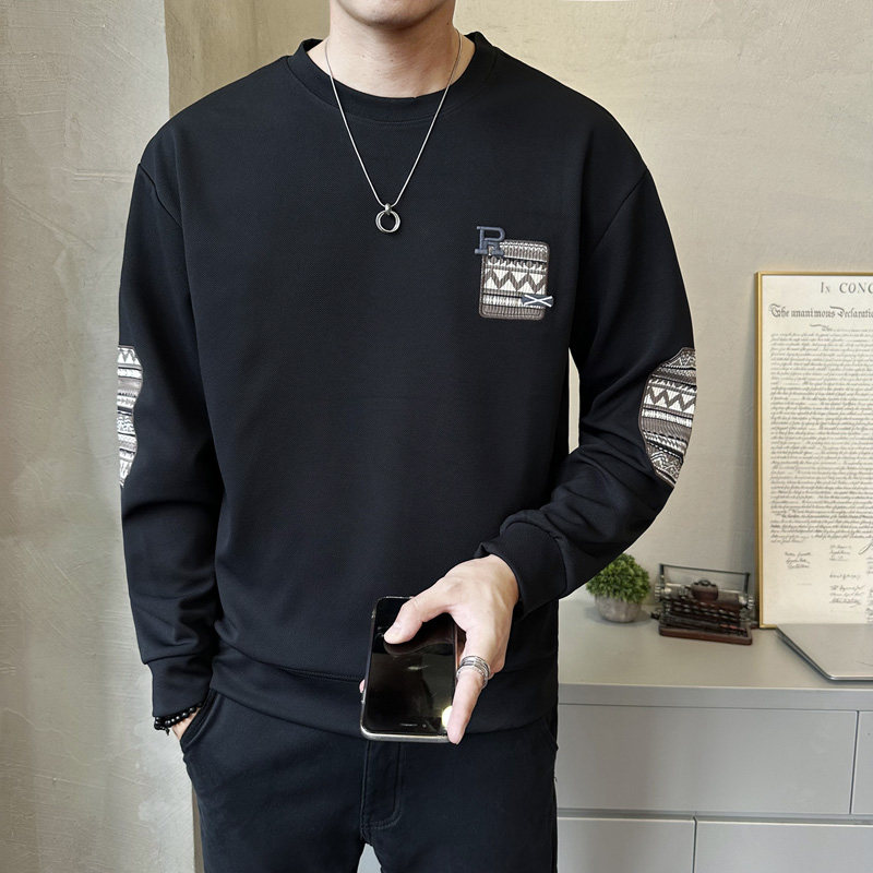 春季新款卫衣男长袖圆领拼布卫衣休闲百搭体恤打底衫W8885-P48,男装卫衣,电商A239