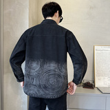 秋季新款牛仔衬衫外套休闲渐变色长袖上衣C6611-P110，男装衬衫，电商A239