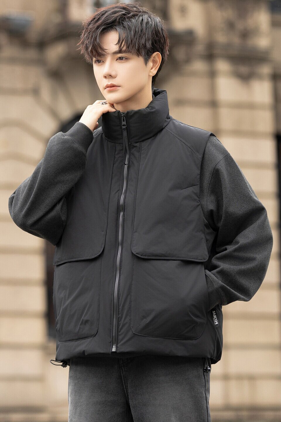 Tim标羽绒马甲男冬季宽松潮牌保暖外套羽绒服背心M159-P125,男装背心/马甲,电商A239