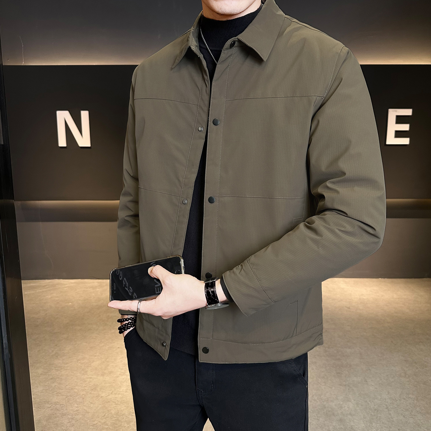标轻薄羽绒服男工装风冬季潮流翻领短款外套男士夹克Y967-P165，男装夹克，电商A239