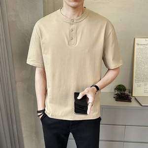 男士棉短袖T恤2025夏季新款圆领韩版宽松设计感上衣服T98001-P58