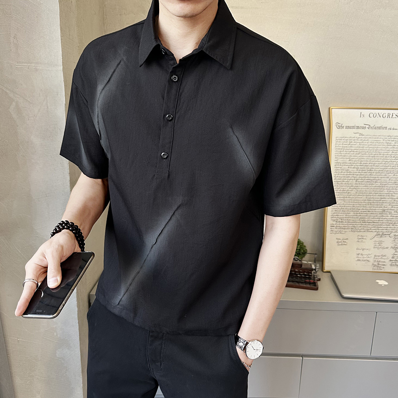 夏季新款男士做旧中袖衬衫时尚百搭休闲衬衣薄款上衣C5272-P58，男装衬衫，电商A239