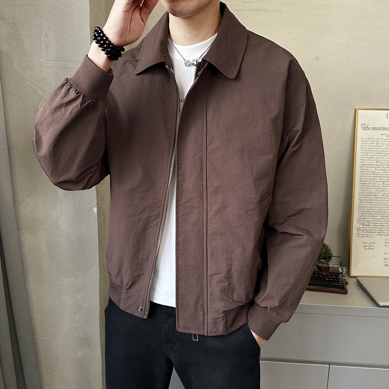春季翻领纯色休闲夹克外套男韩版潮流百搭上衣外套JK6505-P125,男装夹克,电商A239
